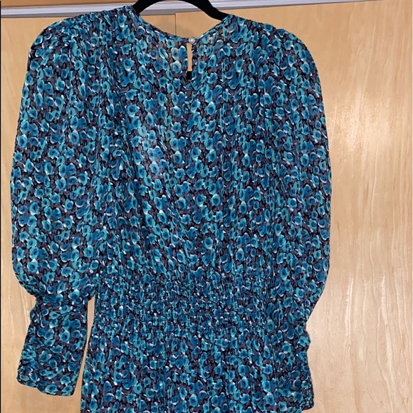 REBECCA TAYLOR Climbing Rose Long Sleeve Silk Blend Dress - Picture 10 of 14